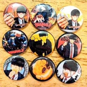 Mashle Magic and Muscles 1 inch set of 9 pinback buttons